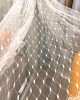 Тънко перде двуцветна бродерия крем и бяло 697